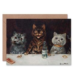 Wee Blue Coo GREETINGS CARD ANIMALS PAINTING BAR ALCOHOL LOUIS WAIN THE BACHELOR PARTY