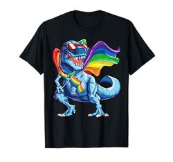 Occhiali da sole Dinosaur Gay Pride LGBT con bandiera arcobaleno T rex LGBTQ Maglietta