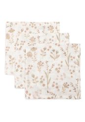 Jollein Muslin Baby Bloomy Lot de 3 bavoirs en mousseline 100% coton 31 x 31 cm Certifié Oeko-Tex
