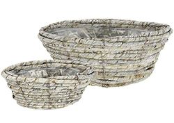 Flair Flower Set di cestini in vimini con rivestimento in pellicola, vaso per piante, vaso per piante, vaso per piante, vaso decorativo, vaso decorativo intrecciato