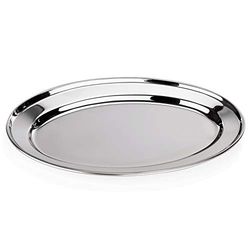 WAS 1200 450 Plateau Ovale en Acier chromé avec Bord bordé 45 cm x 29,5 cm
