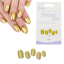 Glam'Up Paris - Sticker Gel Semi-Permanent - Vernis Gel Adhésif - Qualité Professionnelle - Longue Tenue jusqu’à 3 Semaines - Application Simple et Rapide - 16 pièces - N°SP224 - Doré