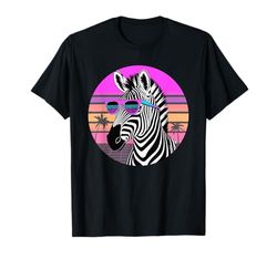 Zebra Synthwave retrò Occhiali da Sole Zebre Maglietta