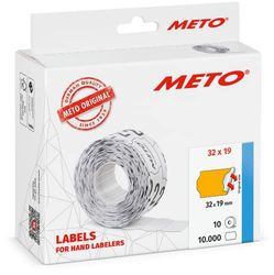 METO etiketten voor etiketteerapparaat (32x19 mm, 2-regelig, 10000 stuks, permanent hechtend, voor METO, Contact, Sato, Avery, Tovel, Samark etc.), 10 rollen, fluor-oranje