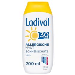 Ladival Gel solar para pieles alérgicas, protección solar SPF 30, sin perfume, para alérgicos, sin colorantes ni conservantes, resistente al agua, 1 x 200 ml