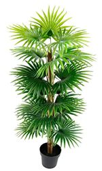 Flair Flower 151544GN Kunstpalm met kokosvezel, kunstpalm, kunstplant, decoratieve palm, paraplupalm, kunstboom, palmboom, boom, 125 cm