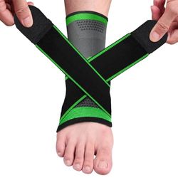 NEUTYPECHIC 2 Pièces Chevillère Entorse, Chevillère de Maintien Sport, Support Respirant avec Sac pour Tendinite, Fasciite Plantaire, Chevillere pour Homme et Femme, Idéal pour le Foot, Course, Vert