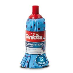 TONKITA | 12 Super Mop Lavapavimenti, Ricambio Mocio Lavapavimenti 28 cm con Setole in Mircofibre Tessuto non Tessuto, Mop Super Assorbente Adatto a tutti i Tipi di Pavimento - Confezione da 12 Pezzi
