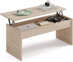 MUEBLES PITARCH | Mesa de Centro Elevable, Mesita Salón de Café, Mesa Auxiliar Comedor, Roble Aurora, 47x100x50cm (Cerrada) 58x100x50 cm (Abierta), Mesita Baja para Sofá, Moderna, Modelo Oslo