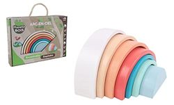 PLANÈTE BOIS Arco Iris para Apilar-FSC-030193-7 Piezas Madera-Juego para Niños-Juguete Duradero-Apilable-Encajable-Montessori-17,5 cm x 8 cm-A Partir de 18 Meses, Multicolor (MGM 030193)
