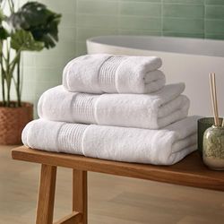 Silentnight Asciugamano da bagno di lusso in cotone, lussuosamente morbido e super assorbente, 100% cotone BCI, bordo a nido d'ape, 160 x 90 cm, lavabile in lavatrice, bianco
