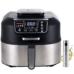 MasterPro Smokeless Grill | Kit de Grill Eléctrico de 1760W de Potencia y Spray Pulverizador de Aceite | 5 Funciones | Freidora de Aire | Freidora Sin Aceite, Horno y Deshidratador de Alimentos