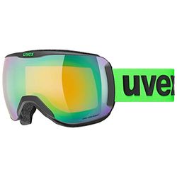 uvex downhill 2100 CV - skibril voor dames en heren - contrastverhogend - vervormings- & condensvrij - black matt/green-orange - one size