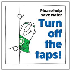 V Safety Panneau de sécurité en aluminium brossé avec inscription « Please Help Save Water Turn Off The Taps! Man Left » 100 x 100 mm – 3 mm
