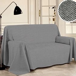 PENSIERI DELICATI Telo Copridivano 250 x 290 cm Made in Italy, Telo Copritutto 100% Cotone Puro Riciclato Tinto in Filo, Tinta Unita Antracite, Ideale Come Telo Arredo, Salva Divano, Coperta Picnic