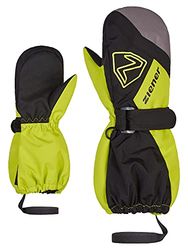 Ziener Guanti da sci unisex per neonati, impermeabili, riflettenti, colore nero lime, 128 cm