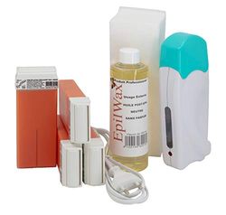 EpilWax Complete Hair Removal Waxing Kit - With Wax Roll-on Cartridges, Roll On Wax Heater, 100 Strips and Waxing Oil (Argan, 4)