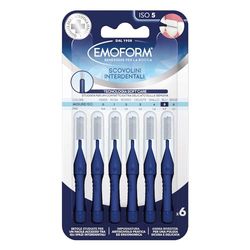 Scovolino Interdentale Emoform Blu 6 Pz. con Tecnologia SoftCare per un Contatto Extra Delicato sulle Gengive grazie alle Setole Morbide - Impugnatura Antiscivolo con Cappuccio per l'igiene Orale