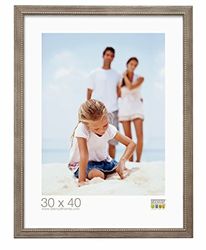 Deknudt Frames S43VF3 Cadre Photo Bois Beige avec Filet de Petites Boules Argenté 20 x 20 cm