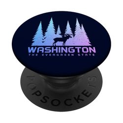 Washington L'amante della natura dell'alce sempreverde PopSockets PopGrip Adesivo
