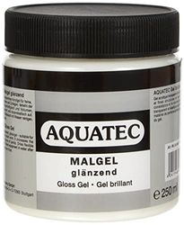 Honsell Aquatec Malgel glänsande, 250 ml behållare, för fina reliefiska strukturer och kollage, torkar transparent och håller länge, för mer volym, färgglada