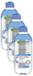 Garnier Micellar Cleansing Water For Delicate Skin 400ml, Cleanser & Makeup Remover For Delicate Skin & Eyes, Recognised By The British Skin Foundation, Use With Reusable Micellar Eco Pads (Pack of 3)