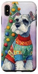 Miniature Schnauzer Christmas Dog in Festive Sweater Case for iPhone XS Max
