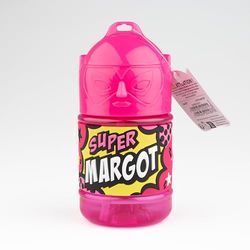 Bouteille personnalisée pour enfant, gourde d'eau avec paille - Super Margot