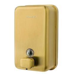 VANNSOO Distributeur de Savon Mural pour Salle de Bain, 1 200 ML, en Acier Inoxydable, Support Mural Vertical - Doré