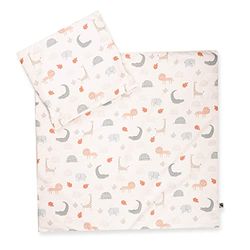 Julius Zöllner Ropa de Cama Infantil de 100% algodón orgánico 80 x 80 + 35 x 40 cm, Juego de 2 Piezas de Funda nórdica y Funda de Almohada, con Cremallera, Standard 100 by Oeko-Tex, Wild Friends