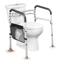 VEVOR Toilet Safety Rail, 300 LBS Foldable Toilet Seat with Non-Slip Handles, Portable Versatile Toilet Handrails with Reinforced Aluminum Alloy Tube, Fit for Seniors, Pregnant Women & The Injured