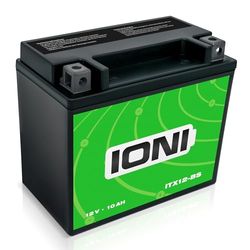 IONI ITX12-BS 12V 10Ah Batería AGM compatible con YTX12-BS sellada/sin mantenimiento Acumulador MotoBatería