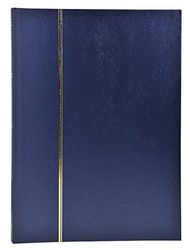 Exacompta - Ref 26154E - 1 klassiskt frimärksalbum - 48 svarta sidor - Utvändiga mått : 22,5 x 30,5 cm - Pärm i läderimitation - 9 acetatremsor - Blå färg
