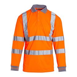 Blackrock Polo Orange Haute visibilité à Manches Longues, pour Homme et Femme, léger et Respirant, vêtement de sécurité réfléchissant Haute visibilité, entièrement certifié en - S