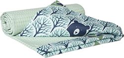 Medi Partners Couverture Bebe Couvertures de Bébé Plaid Enfant Nouveau-né 100% Coton pour Cadeau Naissance 75x100cm Multifonctionnel Bilatéral pour Landaus (Forêt avec Gaufre Mint)