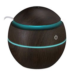 Relaxdays Aroma diffuser, för vatten, eteriska oljor, luftfuktare 150 ml, LED-färgförändring, USB-kontakt, mörkbrun