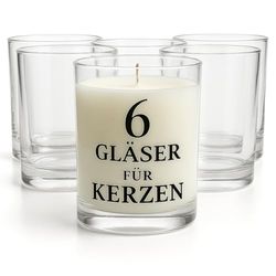 Glasmark KROSNO 1992 Paquete de 6 Tarros de Cristal Transparente para Hacer Velas Bricolaje 275 ml