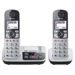 Panasonic Téléphone DECT KX-TGE522GS pour personnes âgées avec appel d'urgence (téléphone à gros boutons avec répondeur, sans fil, téléphone DUO), noir argenté, appel max. 1,5 h, écran 4,6 cm, 150 entrées, max. 330 h en veille,