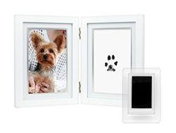 Pearhead Pet Pawprints Desk Picture Frame, Pet Memorial Keepsake, White Photo Frame voor Huisdier, Imprint Kit