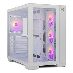 NOX XTREME PRODUCTS HUMMER ASTRA - Semitorre Micro ATX;ATX, lateral y frontal de cristal templado, ventiladores EASYLINK LED ARGB, hasta 10 ventiladores, gráficas gran tamaño, USB 3.0, color blanco