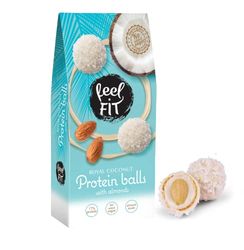 Feel FIT Boules de protéines à la noix de coco aux amandes sans sucre ajouté, 63 g