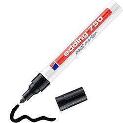 edding 750 Marcador de tinta opaca - preto - 1 marcador - ponta redonda 2-4 mm, para metal, vidro, pedras ou plástico, resistente ao calor, permanente, sem mancha, impermeável
