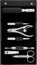 ZWILLING Manicure and Pedicure Set, Travel Case Set, Nail Care, Leather, 7 Pieces, Black