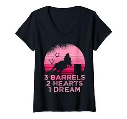 Horse Barrel Racing 3 Barrels 2 Hearts 1 Dream Rodeo Pink Maglietta con Collo a V