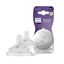 Philips Avent Natural Response-flesspeen - 2 spenen Flow 3 voor babyfles, voor pasgeboren baby's, 1 maand en ouder, BPA-vrij (model SCY963/02)