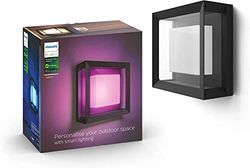 Philips Hue Econic Aplique quadrado LED inteligente preto, luz branca e colorida, compatível com Amazon Alexa, Apple HomeKit e Google Assistant