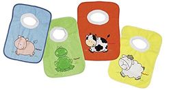 Playshoes 507142 - Pacote de 4 babetes com imagens divertidas de animais, 27 x 27 cm, multicoloridas