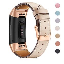 Mornex Band Compatibel Fitbit Charge 3 Band/Lading 3 SE Lederen band, Klassieke Verstelbare Vervangende Polsband Fitness Accessoires Metalen Connectors