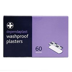 Dependaplast Washproof Plasters - Flexible PU Plastic Film, Secure Adhesive, Breathable, Waterproof - Assorted Box of 60