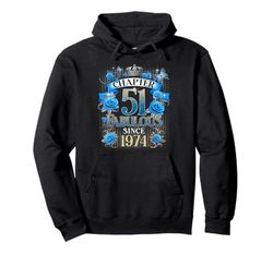 Womens Chapter 51 Fabulous Since 1974 51st Birthday Design Felpa con Cappuccio